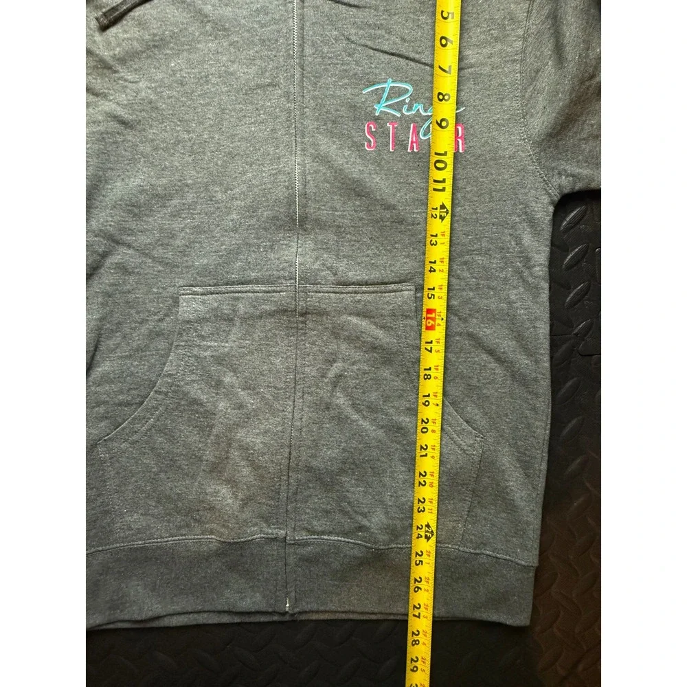 Ringo Starr Tour 2022 Zip Up‎ Hoodie Gray Neon Graphic Concert Merch Mens Small